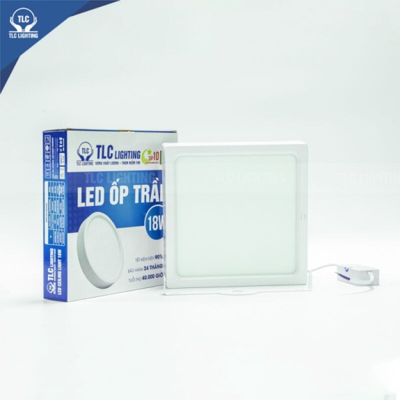 ĐÈN LED ỐP TRẦN 18W VUÔNG - VIỀN TRẮNG - ÁNH SÁNG VÀNG
