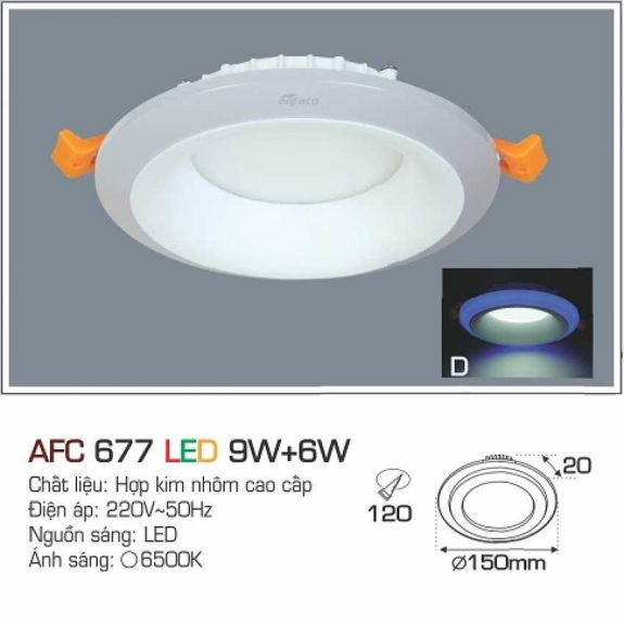 Đèn led ốp trần nổi tròn Anfaco AFC-677V-9W-AST+6W-ASV