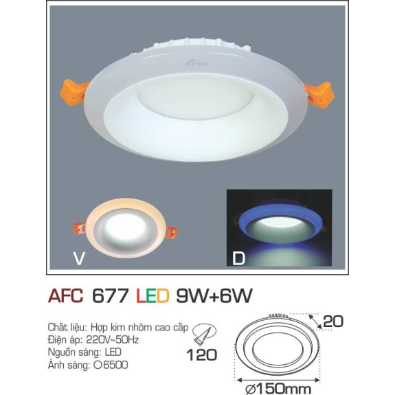Đèn led ốp trần nổi tròn Anfaco AFC-677D-9W
