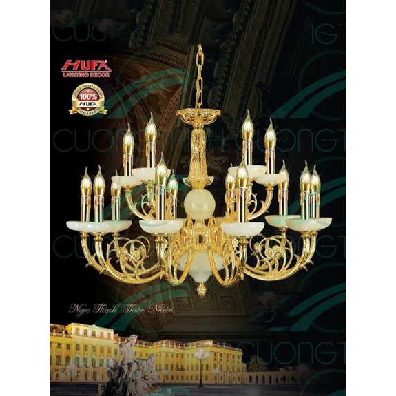 ĐÈN CHÙM ĐỒNG HUFA CD 1174/10+5 Ø800 x H560 E14x15 T21