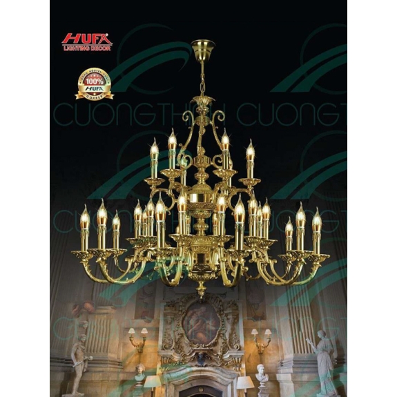 ĐÈN CHÙM ĐỒNG HUFA CD 1180/24+6 Ø10500 x H860 E14x30 T16