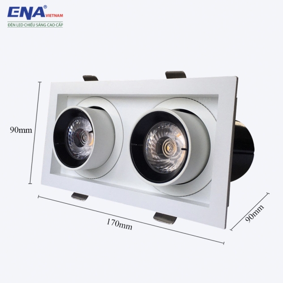 Đèn LED âm trần chỉnh hướng đôi 2x10w DCG - Trắng, Vàng, Trung tính