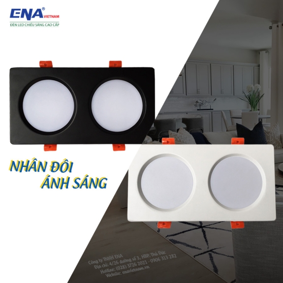 Đèn LED âm trần Downlight 9w đôi DTD - 3 chế độ màu