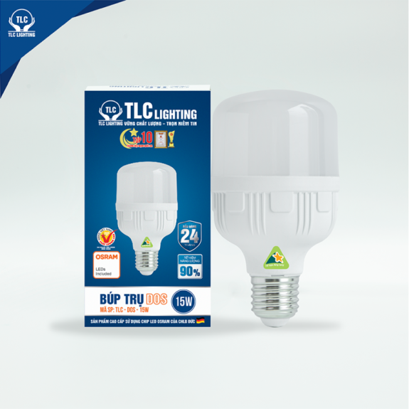 Đèn LED búp trụ DOS 15W- Ánh sáng vàng  TLC