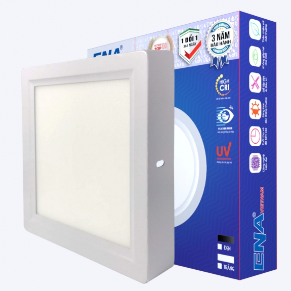 Đèn Led Ốp trần 12w vỏ trắng - Vuông OVF - Trắng, Vàng, Trung tính