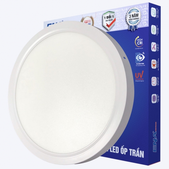 Đèn Led Ốp trần 24w vỏ trắng - Tròn OTF - Trắng, Vàng, Trung tính