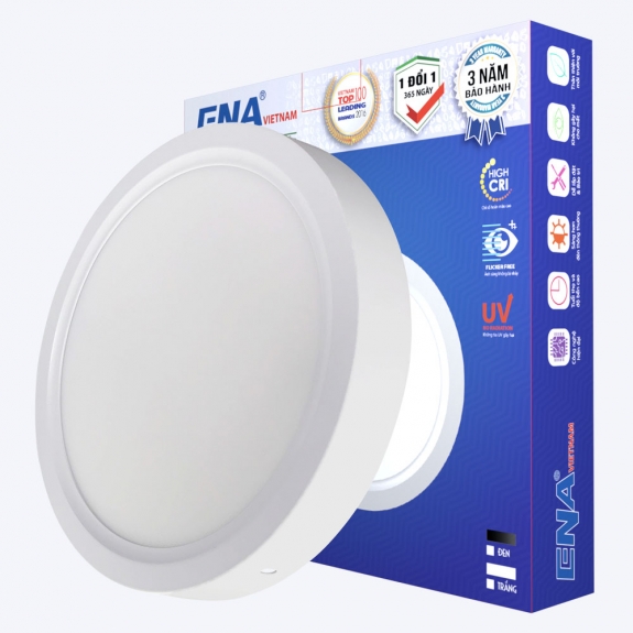 Đèn Led Ốp trần 18w vỏ trắng - Tròn OTF - Trắng, Vàng, Trung tính