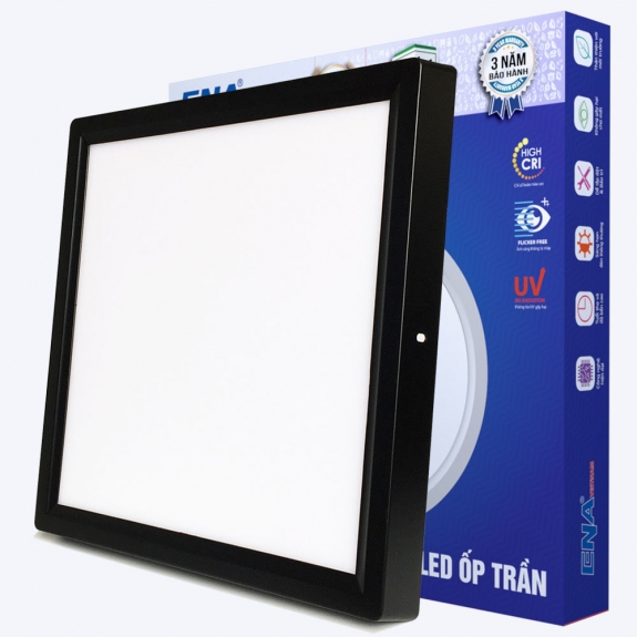 Đèn Led Ốp trần 24w vỏ đen - Vuông OVF - 3 chế độ màu