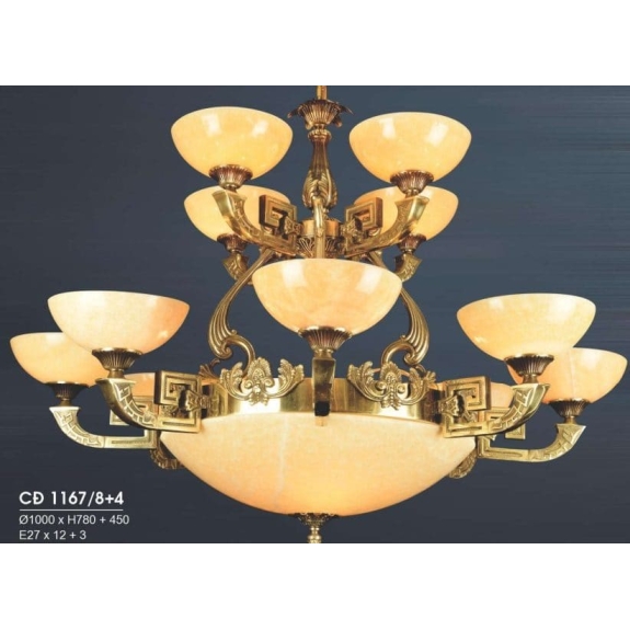 ĐÈN CHÙM ĐỒNG HUFA CD 1167/8+4 Ø1000 x H780 E27x15 T35