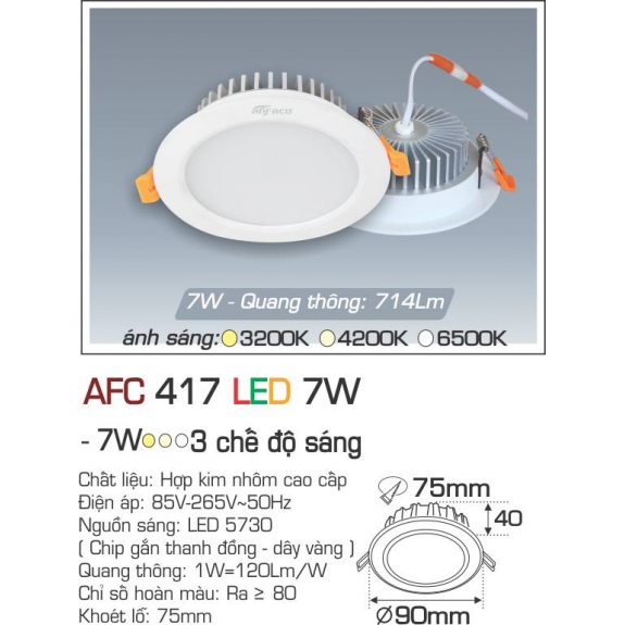 Đèn Led Âm Trần AFC 416 7W - 9W - 12W