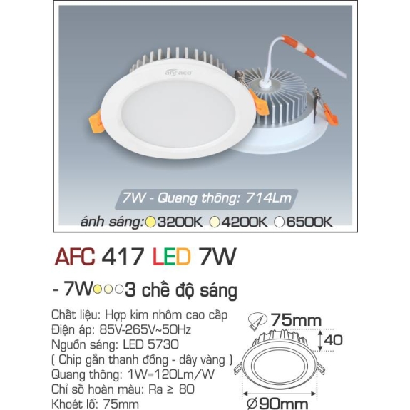 Đèn Led Âm Trần AFC 416 7W - 9W - 12W