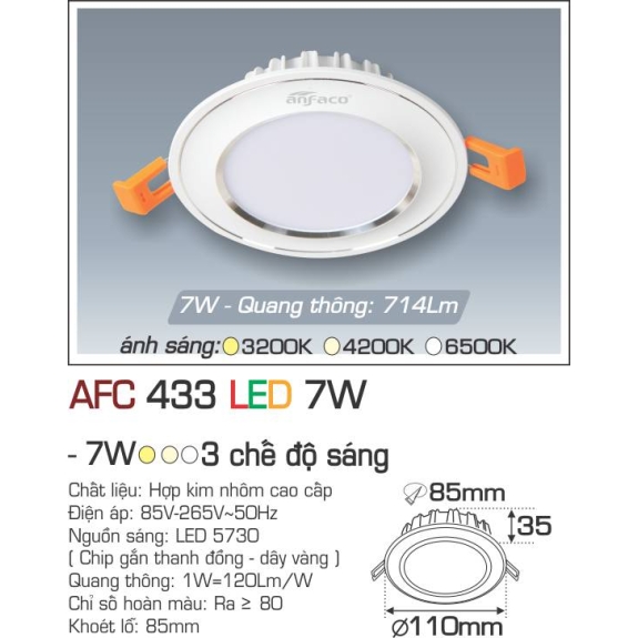 Đèn Led âm trần Anfaco AFC 433