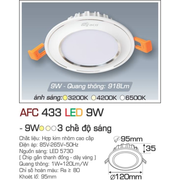 Đèn Led âm trần Anfaco AFC 433