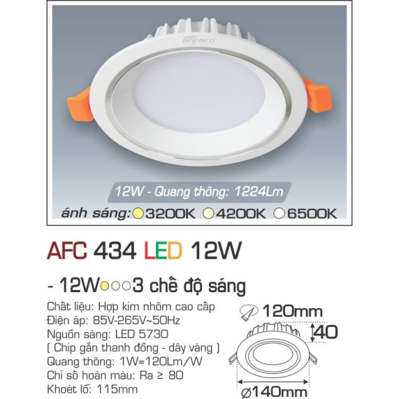 Đèn Led âm trần Anfaco AFC 434