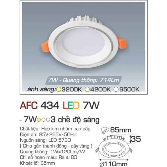 Đèn Led âm trần Anfaco AFC 434