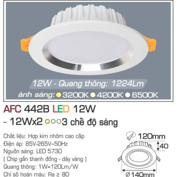 Đèn Led âm trần Anfaco AFC 442 LED
