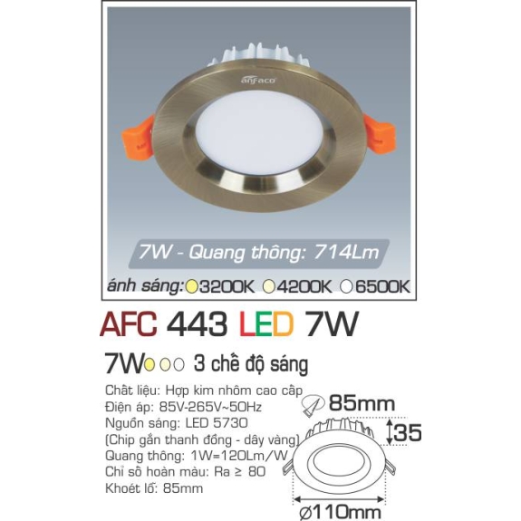 Đèn Led âm trần Anfaco AFC 443 LED