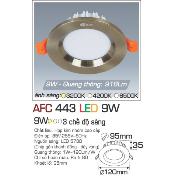 Đèn Led âm trần Anfaco AFC 443 LED