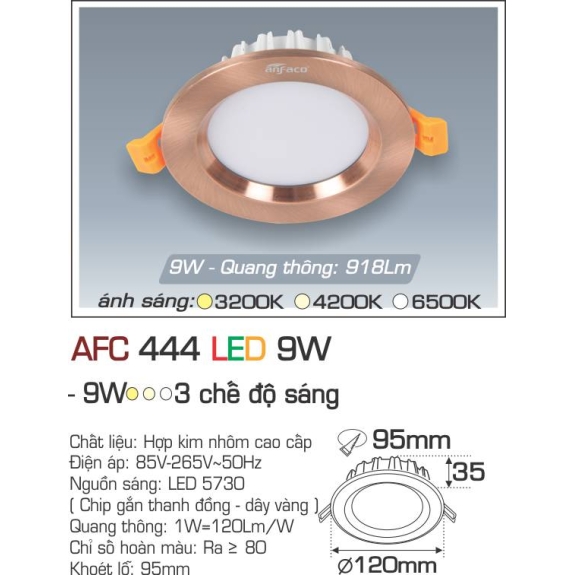 Đèn Led âm trần Anfaco AFC 444 LED