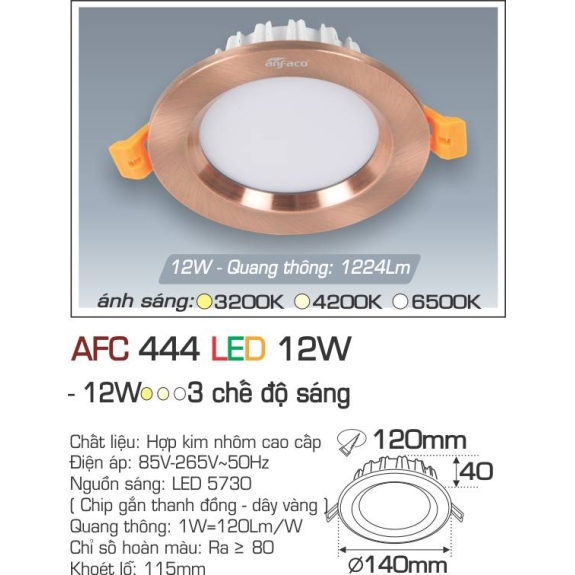Đèn Led âm trần Anfaco AFC 444 LED