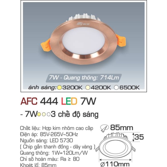 Đèn Led âm trần Anfaco AFC 444 LED