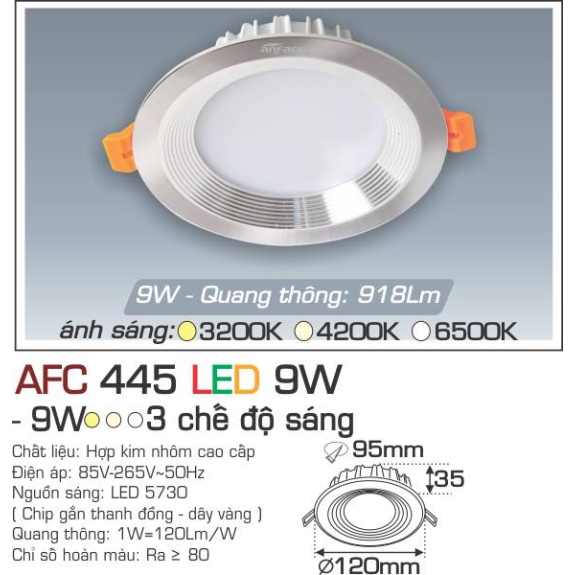 Đèn Led âm trần Anfaco AFC 445 LED