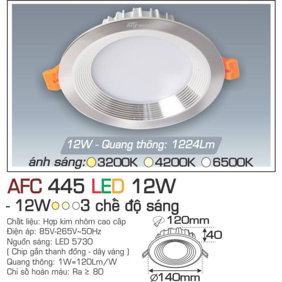 Đèn Led âm trần Anfaco AFC 445 LED