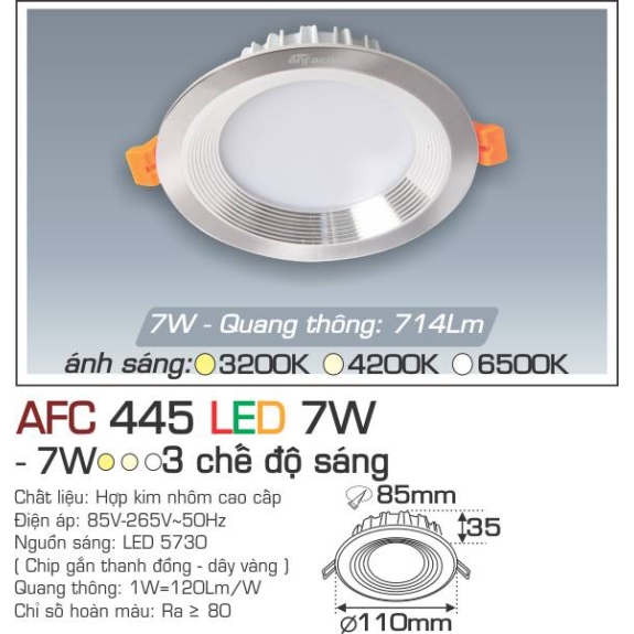 Đèn Led âm trần Anfaco AFC 445 LED