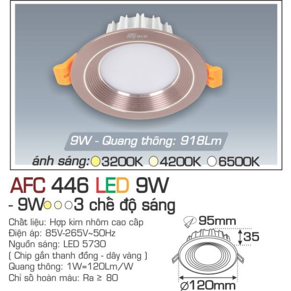 Đèn Led âm trần Anfaco AFC 446 LED