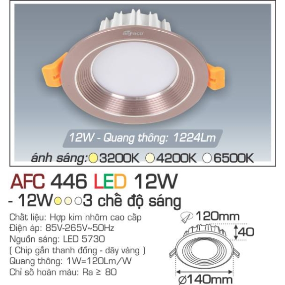 Đèn Led âm trần Anfaco AFC 446 LED
