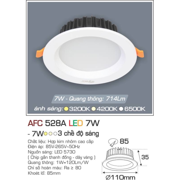 Đèn Led âm trần Anfaco AFC 528 LED