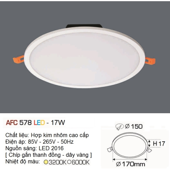 Đèn led ốp trần nổi tròn Anfaco AFC-578-17W