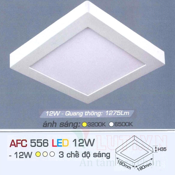 Đèn led ốp trần nổi vuông Anfaco AFC-556-12W-3CĐ