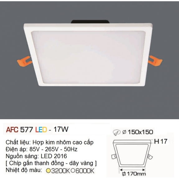 Đèn led ốp trần nổi vuông Anfaco AFC-577-17W