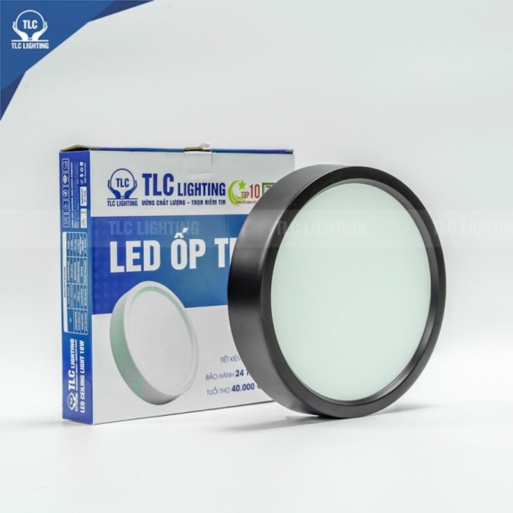 Đèn Led Ốp Trần 6W -Thân Tròn -  Vỏ Đen - Ánh sáng vàng 