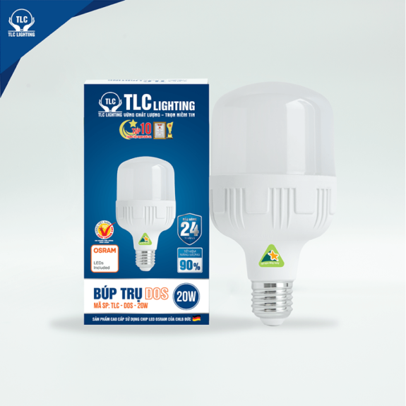 Đèn LED búp trụ DOS 20W- Ánh sáng vàng -TLC