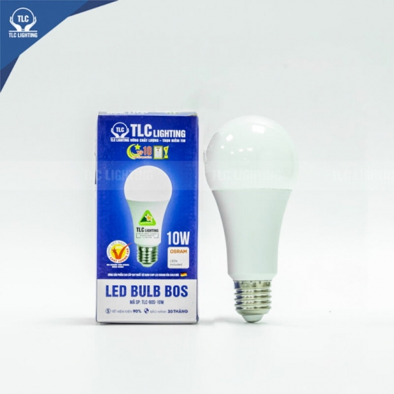 Đèn LED búp trụ BOS 10W- Ánh sáng Trắng -TLC