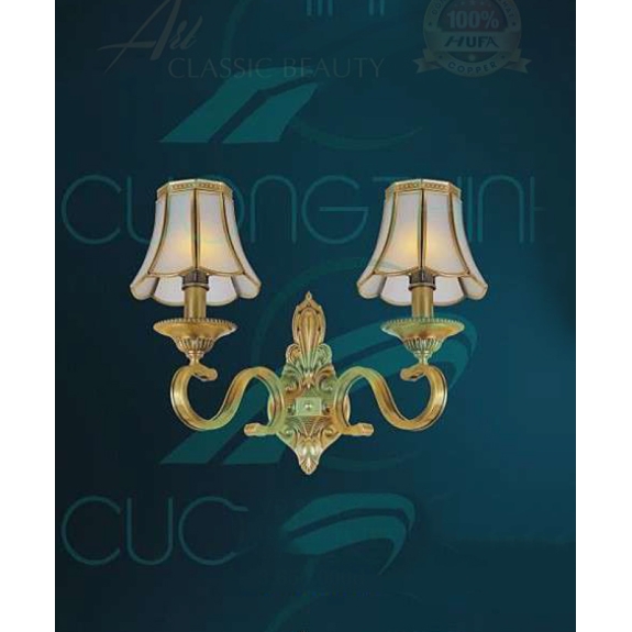 ĐÈN VÁCH ĐỒNG CAO CẤP VD 9003/2 H350 x L350 x W250 E27x2 T39
